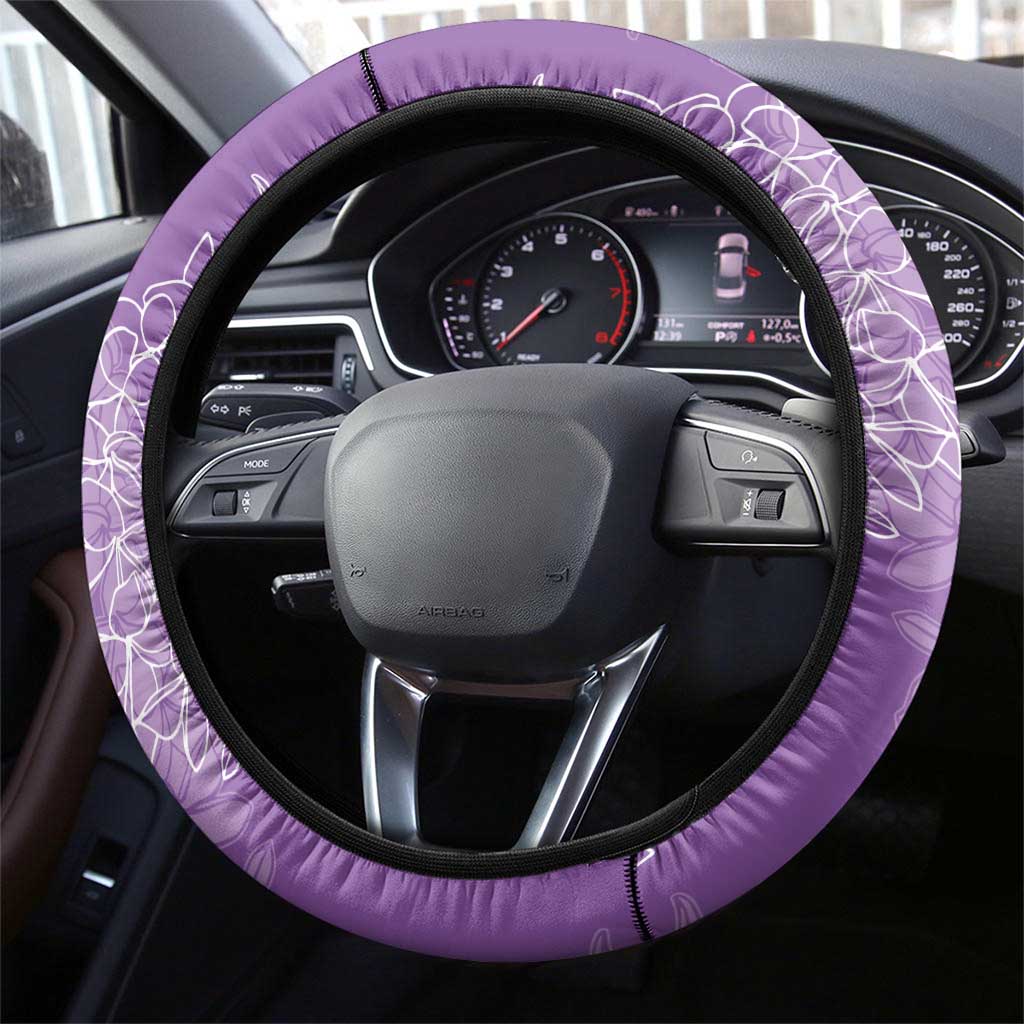 Hawaii Plumeria Lei Steering Wheel Cover Aloha Festive Vibe - Violet LT7 - Polynesian Pride