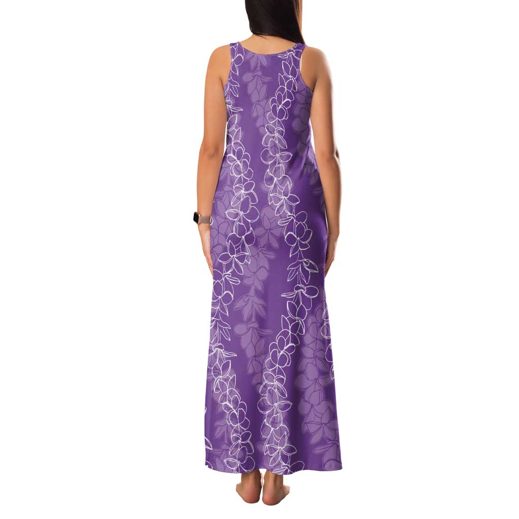 Hawaii Plumeria Lei Tank Maxi Dress Aloha Festive Vibe - Violet LT7 - Polynesian Pride