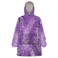 Hawaii Plumeria Lei Wearable Blanket Hoodie Aloha Festive Vibe - Violet LT7 One Size Violet - Polynesian Pride