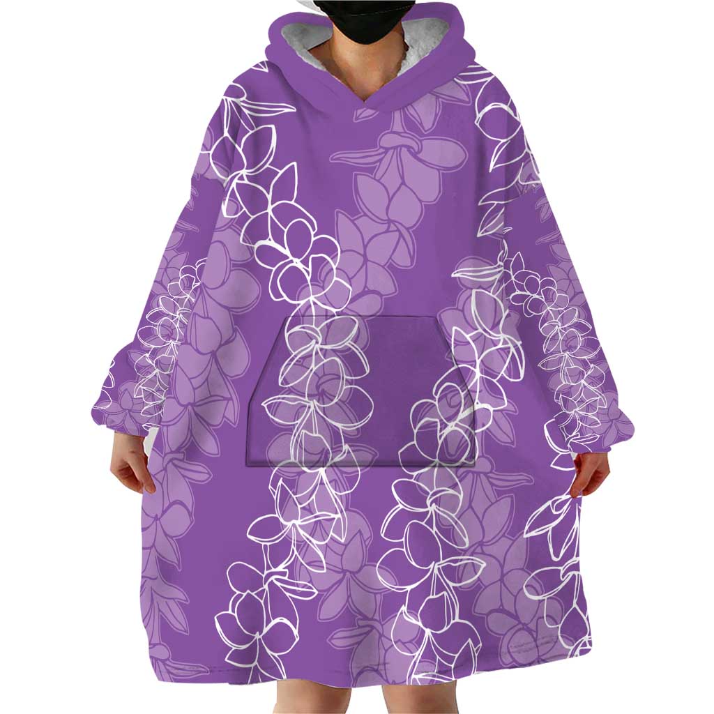 Hawaii Plumeria Lei Wearable Blanket Hoodie Aloha Festive Vibe - Violet LT7 - Polynesian Pride