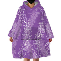 Hawaii Plumeria Lei Wearable Blanket Hoodie Aloha Festive Vibe - Violet LT7 - Polynesian Pride