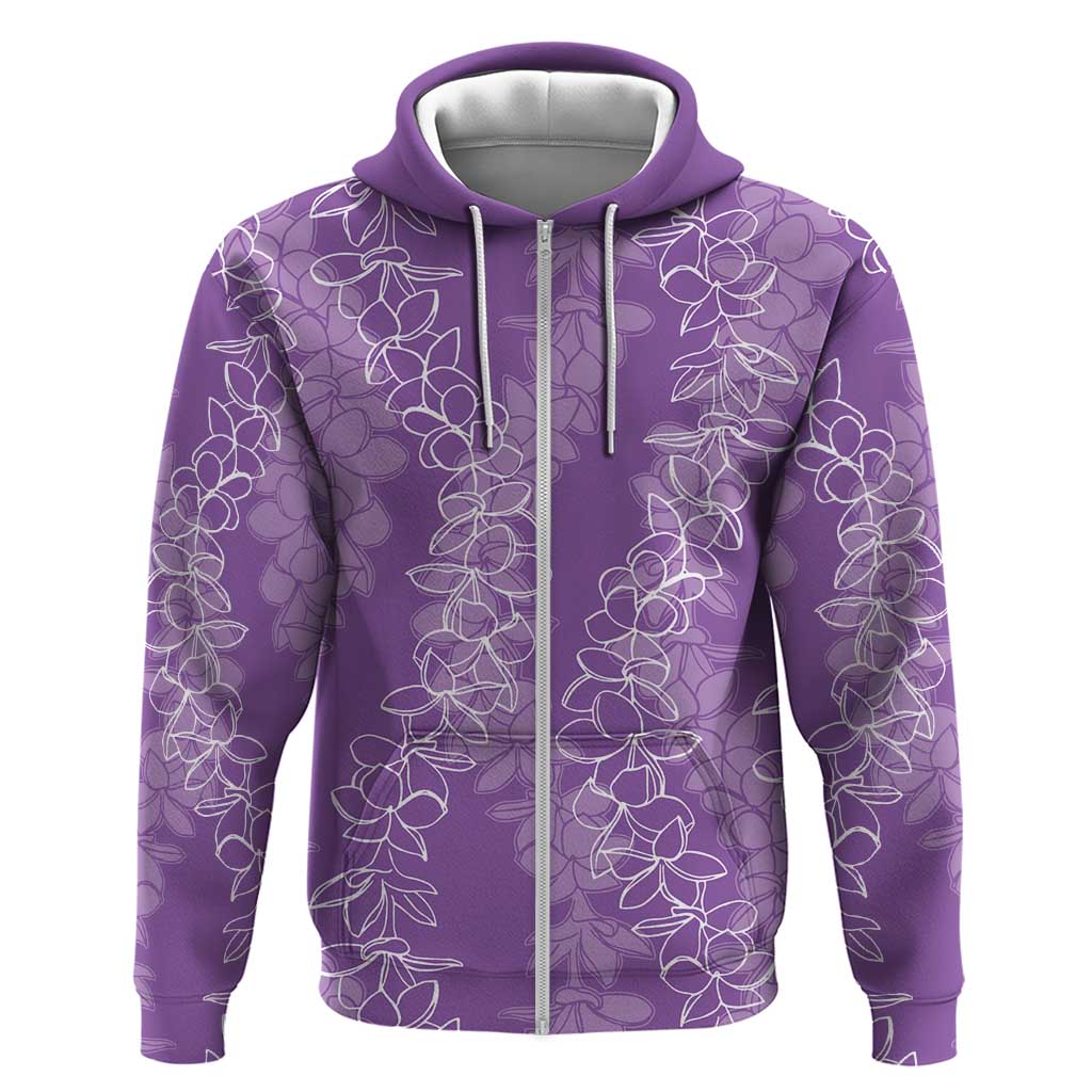 Hawaii Plumeria Lei Zip Hoodie Aloha Festive Vibe - Violet