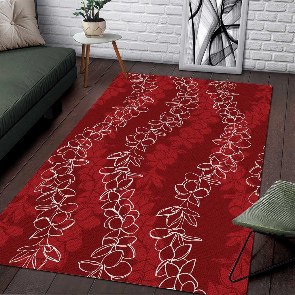 Hawaii Plumeria Lei Area Rug Aloha Festive Vibe - Crimson