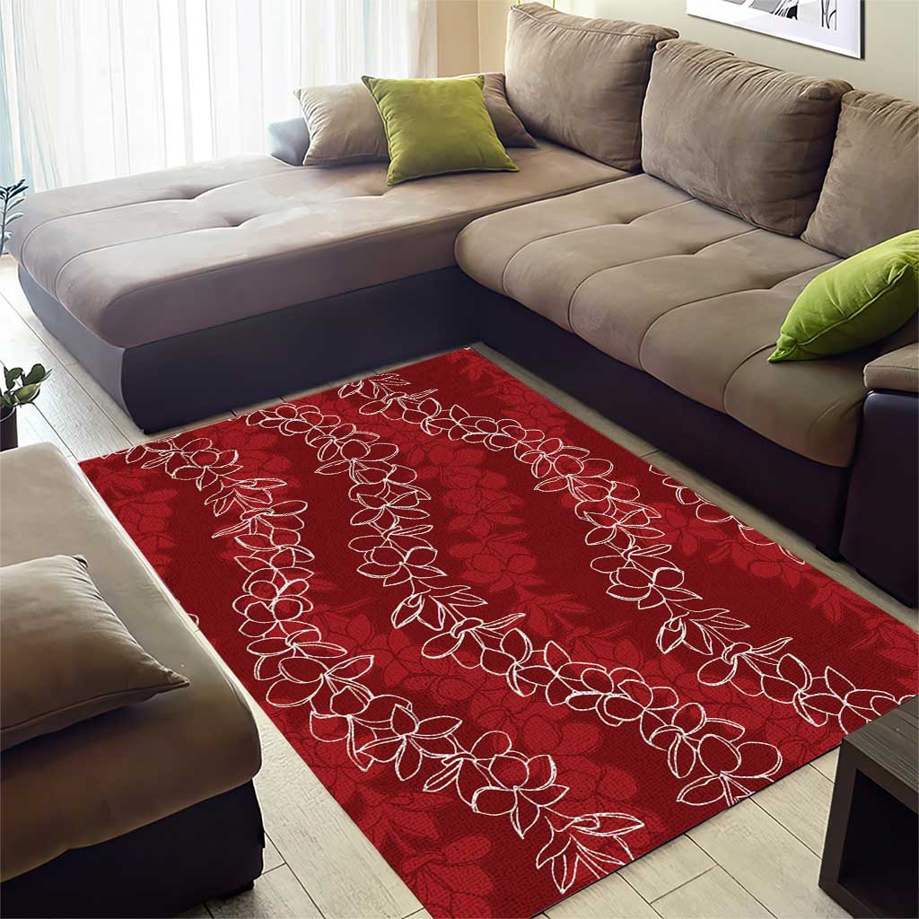 Hawaii Plumeria Lei Area Rug Aloha Festive Vibe - Crimson