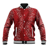 Hawaii Plumeria Lei Baseball Jacket Aloha Festive Vibe - Crimson LT7 Unisex Crimson - Polynesian Pride