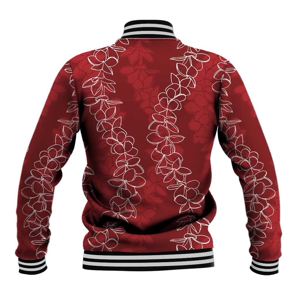 Hawaii Plumeria Lei Baseball Jacket Aloha Festive Vibe - Crimson LT7 - Polynesian Pride
