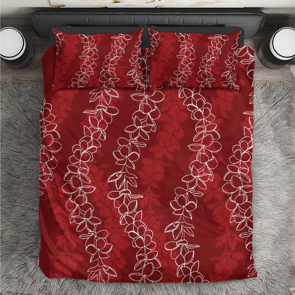 Hawaii Plumeria Lei Bedding Set Aloha Festive Vibe - Crimson LT7 Crimson - Polynesian Pride