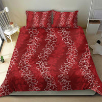 Hawaii Plumeria Lei Bedding Set Aloha Festive Vibe - Crimson LT7 - Polynesian Pride