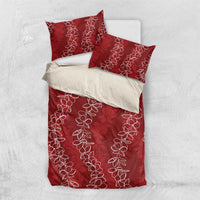 Hawaii Plumeria Lei Bedding Set Aloha Festive Vibe - Crimson LT7 US Twin 172cm x 218cm Crimson - Polynesian Pride