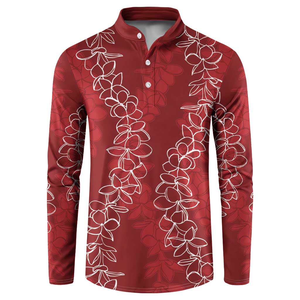 Hawaii Plumeria Lei Button Sweatshirt Aloha Festive Vibe - Crimson LT7 Crimson - Polynesian Pride