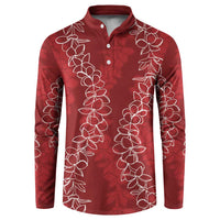 Hawaii Plumeria Lei Button Sweatshirt Aloha Festive Vibe - Crimson LT7 Crimson - Polynesian Pride