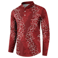 Hawaii Plumeria Lei Button Sweatshirt Aloha Festive Vibe - Crimson LT7 - Polynesian Pride