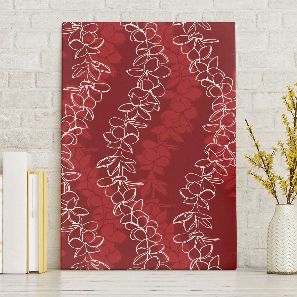 Hawaii Plumeria Lei Canvas Wall Art Aloha Festive Vibe - Crimson LT7 Without Frame Crimson - Polynesian Pride