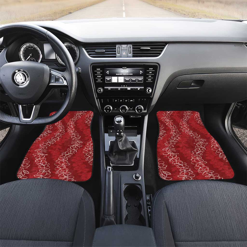 Hawaii Plumeria Lei Car Mats Aloha Festive Vibe - Crimson