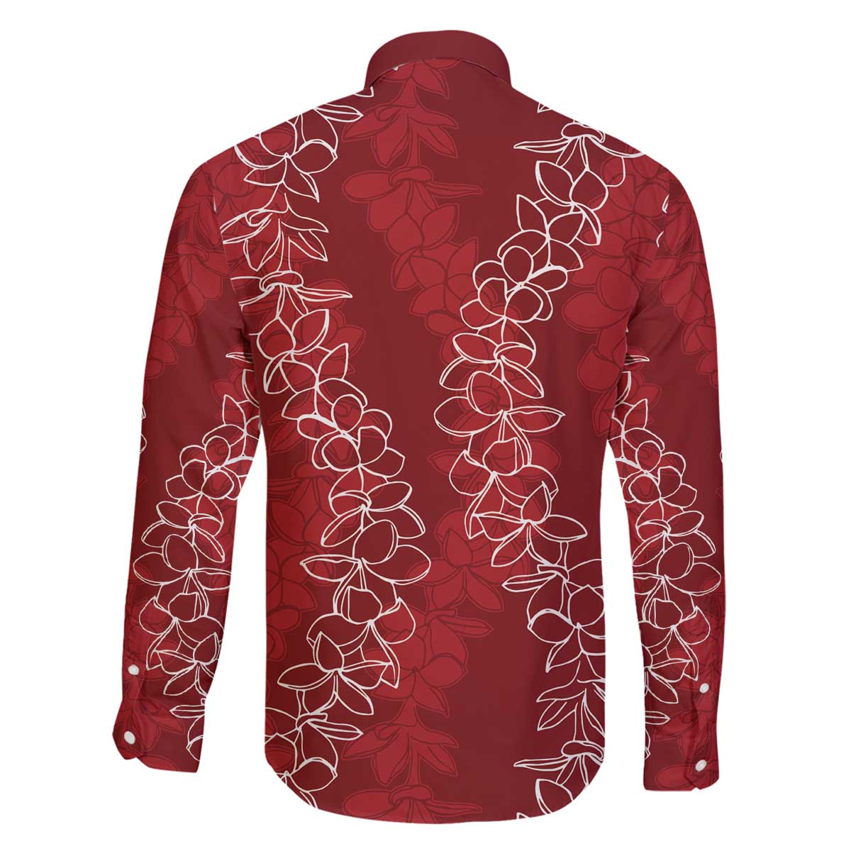 Hawaii Plumeria Lei Family Matching Off Shoulder Short Dress and Hawaiian Shirt Aloha Festive Vibe - Crimson LT7 - Polynesian Pride