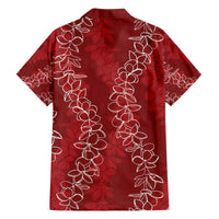 Hawaii Plumeria Lei Family Matching Puletasi and Hawaiian Shirt Aloha Festive Vibe - Crimson