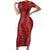 Hawaii Plumeria Lei Family Matching Short Sleeve Bodycon Dress and Hawaiian Shirt Aloha Festive Vibe - Crimson