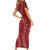 Hawaii Plumeria Lei Family Matching Short Sleeve Bodycon Dress and Hawaiian Shirt Aloha Festive Vibe - Crimson
