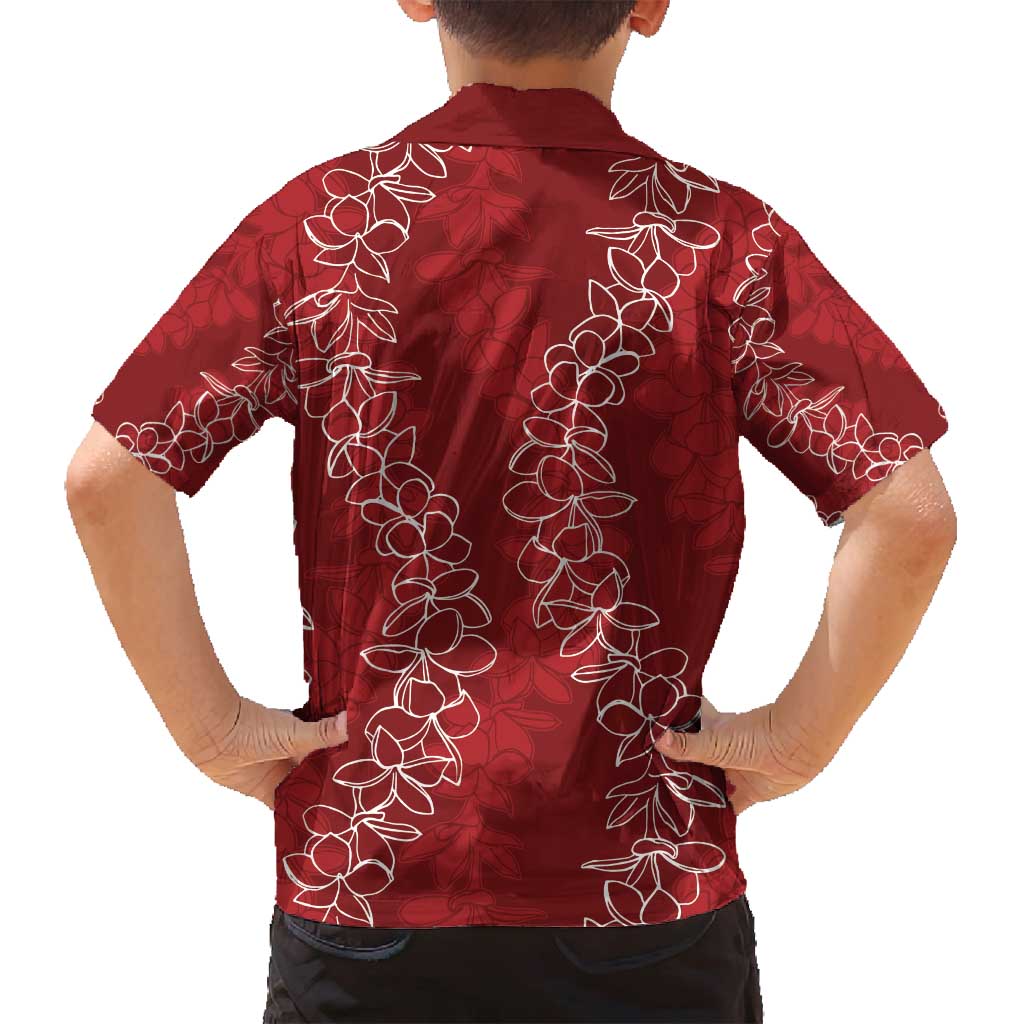 Hawaii Plumeria Lei Family Matching Summer Maxi Dress and Hawaiian Shirt Aloha Festive Vibe - Crimson LT7 - Polynesian Pride