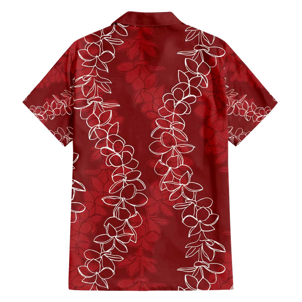 Hawaii Plumeria Lei Family Matching Summer Maxi Dress and Hawaiian Shirt Aloha Festive Vibe - Crimson LT7 - Polynesian Pride