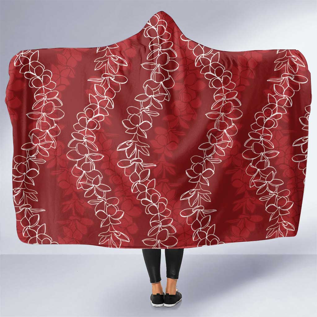 Hawaii Plumeria Lei Hooded Blanket Aloha Festive Vibe - Crimson LT7 One Size Crimson - Polynesian Pride