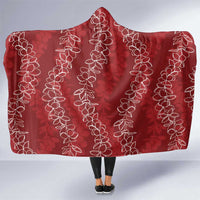 Hawaii Plumeria Lei Hooded Blanket Aloha Festive Vibe - Crimson LT7 One Size Crimson - Polynesian Pride