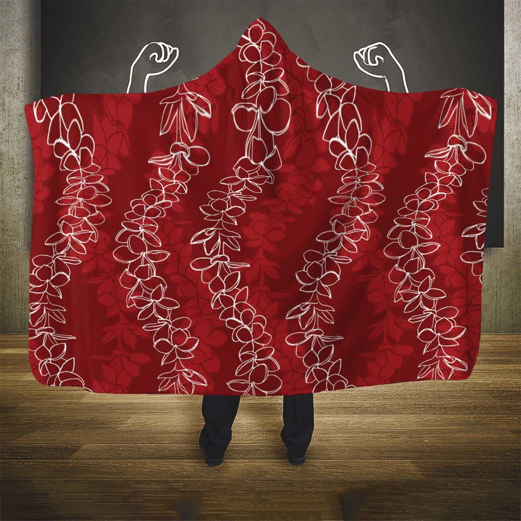 Hawaii Plumeria Lei Hooded Blanket Aloha Festive Vibe - Crimson LT7 - Polynesian Pride