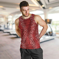 Hawaii Plumeria Lei Men Tank Top Aloha Festive Vibe - Crimson LT7 Crimson - Polynesian Pride
