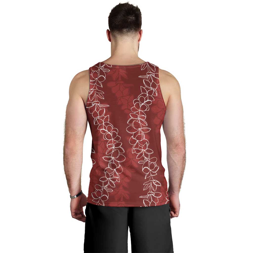 Hawaii Plumeria Lei Men Tank Top Aloha Festive Vibe - Crimson LT7 - Polynesian Pride