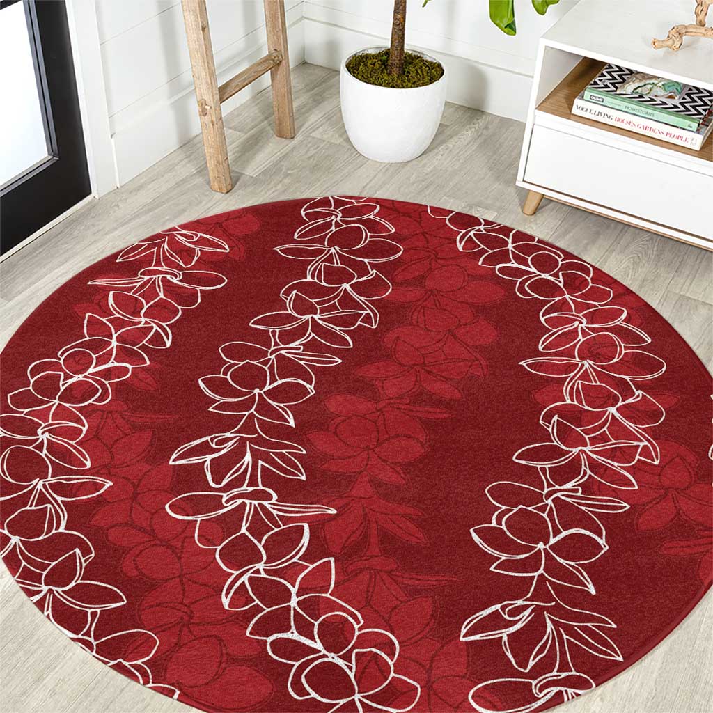 Hawaii Plumeria Lei Round Carpet Aloha Festive Vibe - Crimson