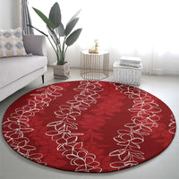 Hawaii Plumeria Lei Round Carpet Aloha Festive Vibe - Crimson