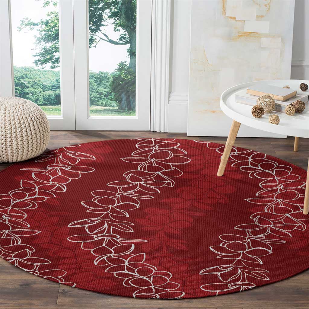 Hawaii Plumeria Lei Round Carpet Aloha Festive Vibe - Crimson
