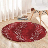 Hawaii Plumeria Lei Round Carpet Aloha Festive Vibe - Crimson