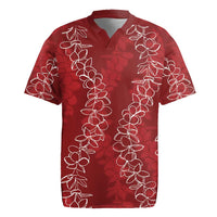 Hawaii Plumeria Lei Rugby Jersey Aloha Festive Vibe - Crimson LT7 Crimson - Polynesian Pride