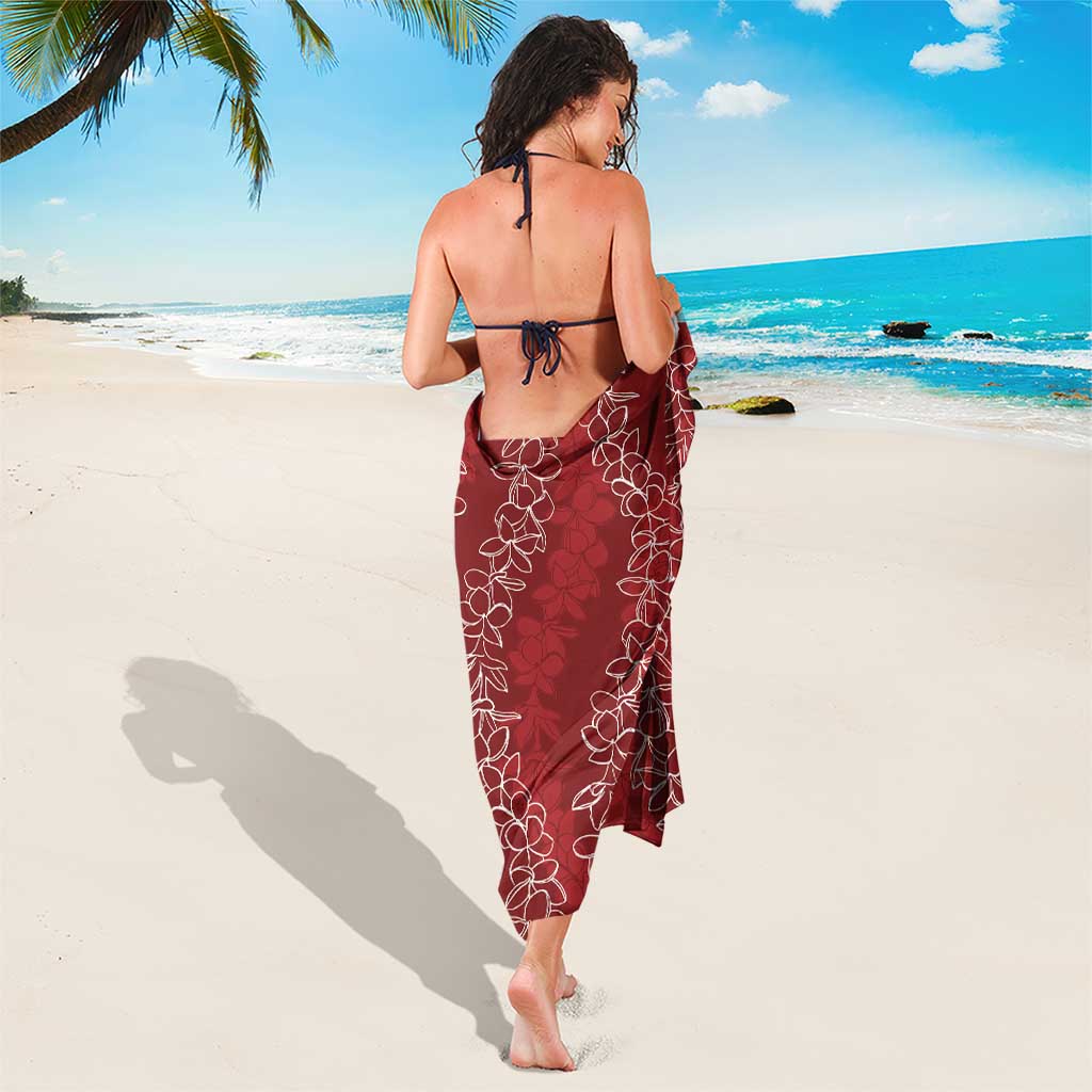 Hawaii Plumeria Lei Sarong Aloha Festive Vibe - Crimson