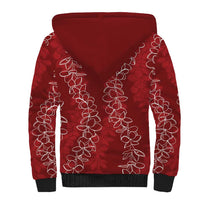 Hawaii Plumeria Lei Sherpa Hoodie Aloha Festive Vibe - Crimson LT7 - Polynesian Pride