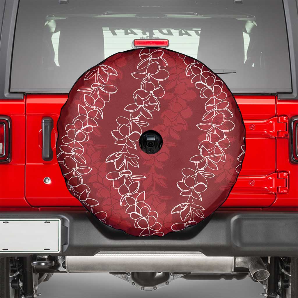 Hawaii Plumeria Lei Spare Tire Cover Aloha Festive Vibe - Crimson LT7 - Polynesian Pride