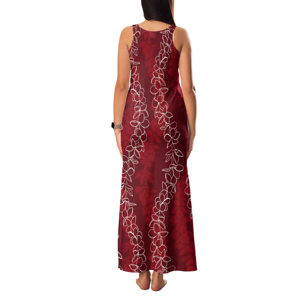 Hawaii Plumeria Lei Tank Maxi Dress Aloha Festive Vibe - Crimson LT7 - Polynesian Pride
