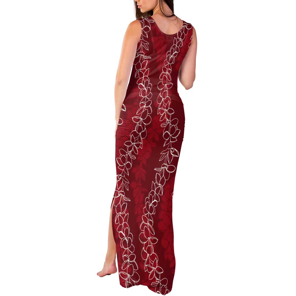 Hawaii Plumeria Lei Tank Maxi Dress Aloha Festive Vibe - Crimson LT7 - Polynesian Pride