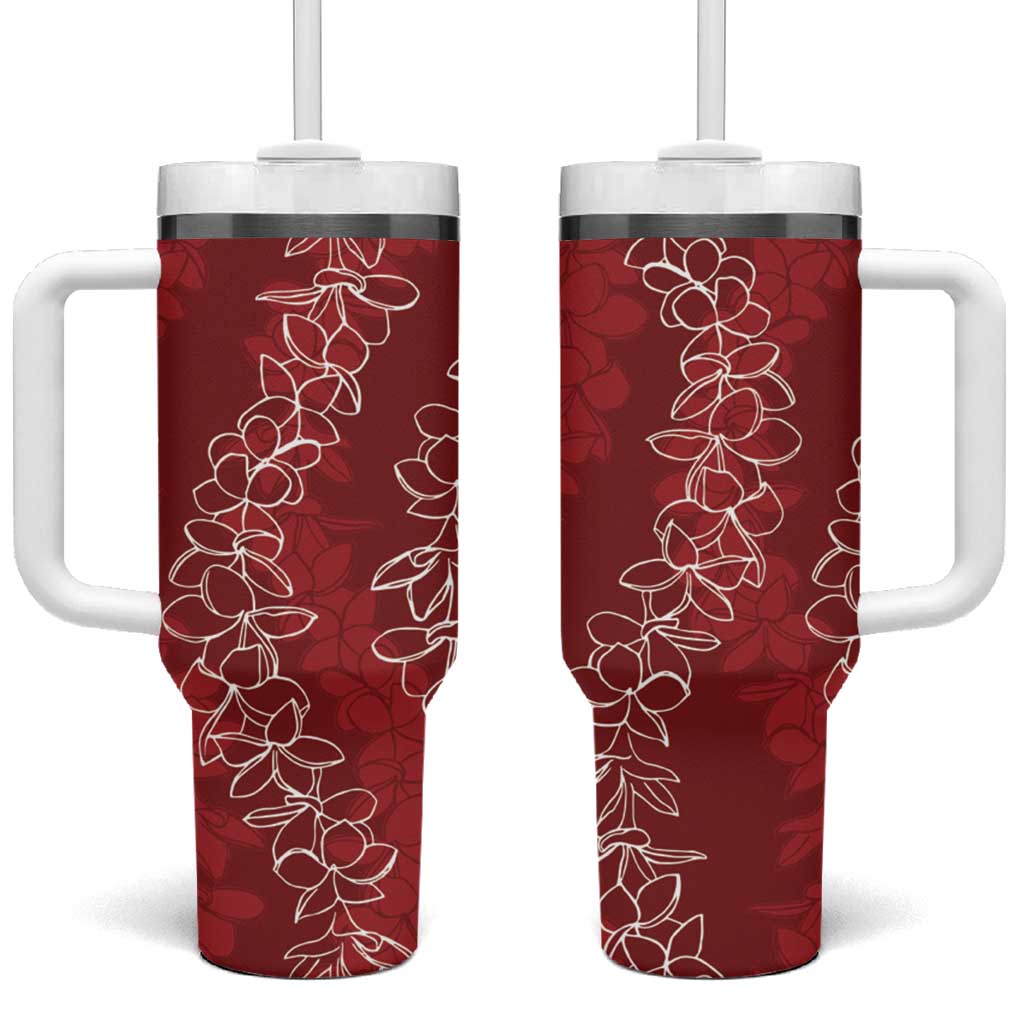 Hawaii Plumeria Lei Tumbler With Handle Aloha Festive Vibe - Crimson