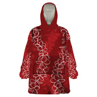 Hawaii Plumeria Lei Wearable Blanket Hoodie Aloha Festive Vibe - Crimson LT7 One Size Crimson - Polynesian Pride