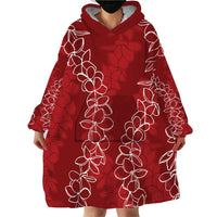 Hawaii Plumeria Lei Wearable Blanket Hoodie Aloha Festive Vibe - Crimson LT7 - Polynesian Pride
