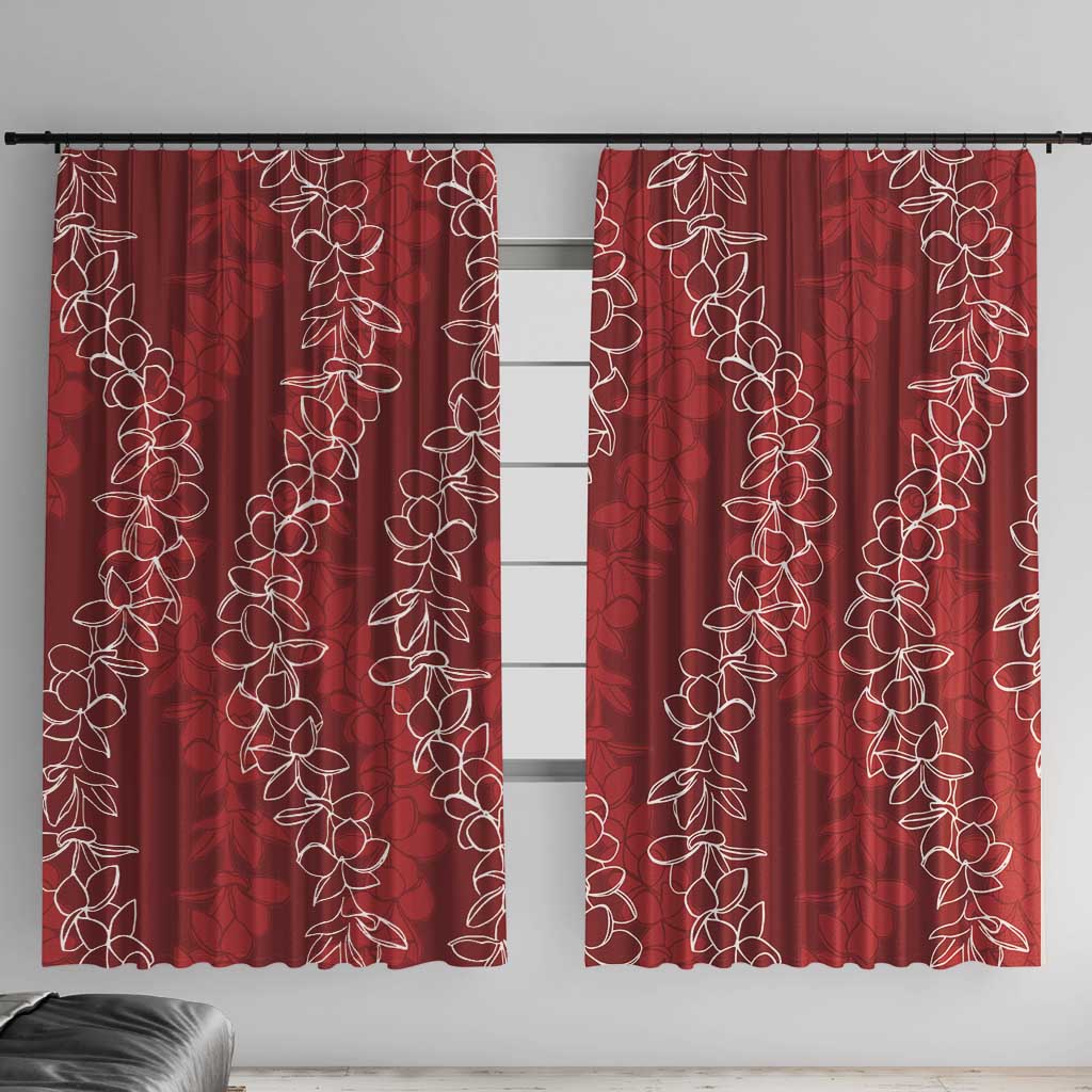 Hawaii Plumeria Lei Window Curtain Aloha Festive Vibe - Crimson