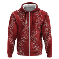 Hawaii Plumeria Lei Zip Hoodie Aloha Festive Vibe - Crimson