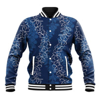 Hawaii Plumeria Lei Baseball Jacket Aloha Festive Vibe - Navy Blue LT7 Unisex Navy Blue - Polynesian Pride