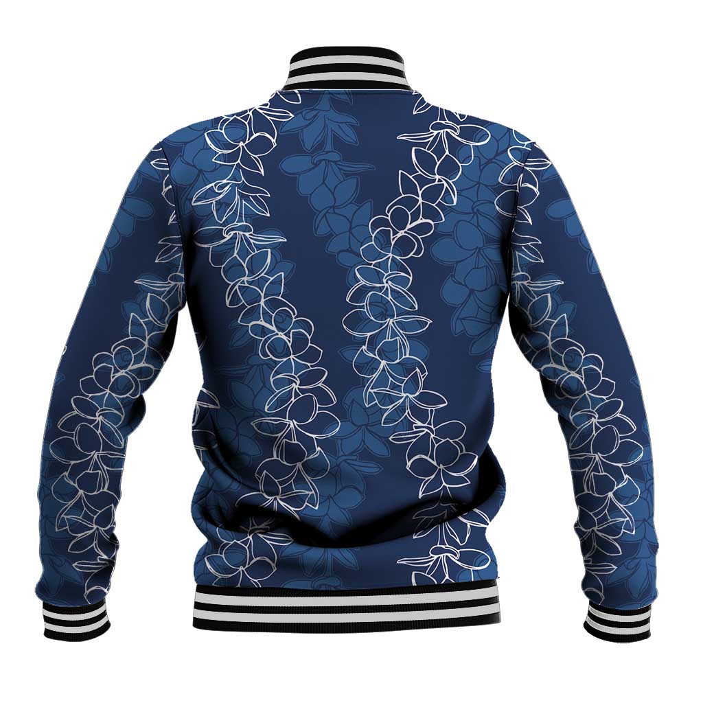 Hawaii Plumeria Lei Baseball Jacket Aloha Festive Vibe - Navy Blue LT7 - Polynesian Pride