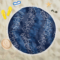 Hawaii Plumeria Lei Beach Blanket Aloha Festive Vibe - Navy Blue LT7 One Size 150cm Navy Blue - Polynesian Pride