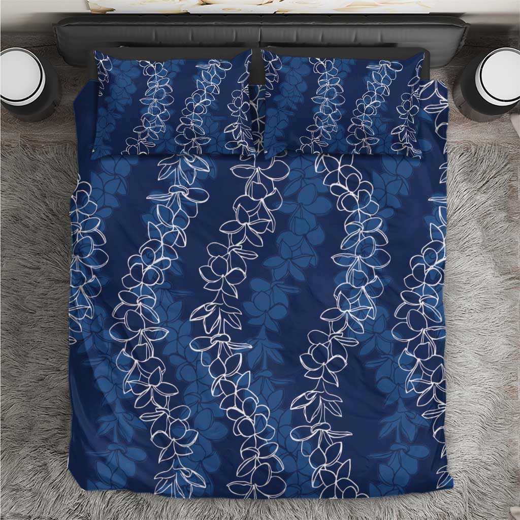 Hawaii Plumeria Lei Bedding Set Aloha Festive Vibe - Navy Blue LT7 Navy Blue - Polynesian Pride