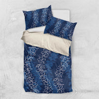Hawaii Plumeria Lei Bedding Set Aloha Festive Vibe - Navy Blue LT7 US Twin 172cm x 218cm Navy Blue - Polynesian Pride