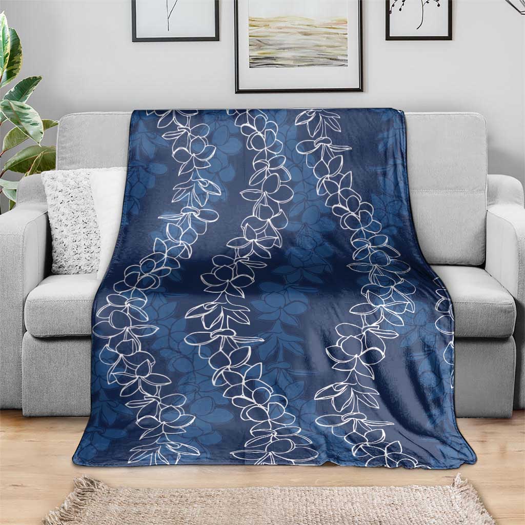Hawaii Plumeria Lei Blanket Aloha Festive Vibe - Navy Blue LT7 - Polynesian Pride
